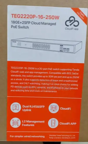 Tenda Teg2220p-16-250w Switch Cloud Managed 16 Port Poe