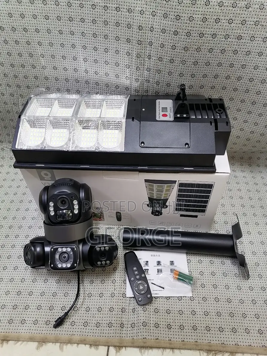 Triple Lense 4g Solar Camera+180 Watts Solar Floodlight