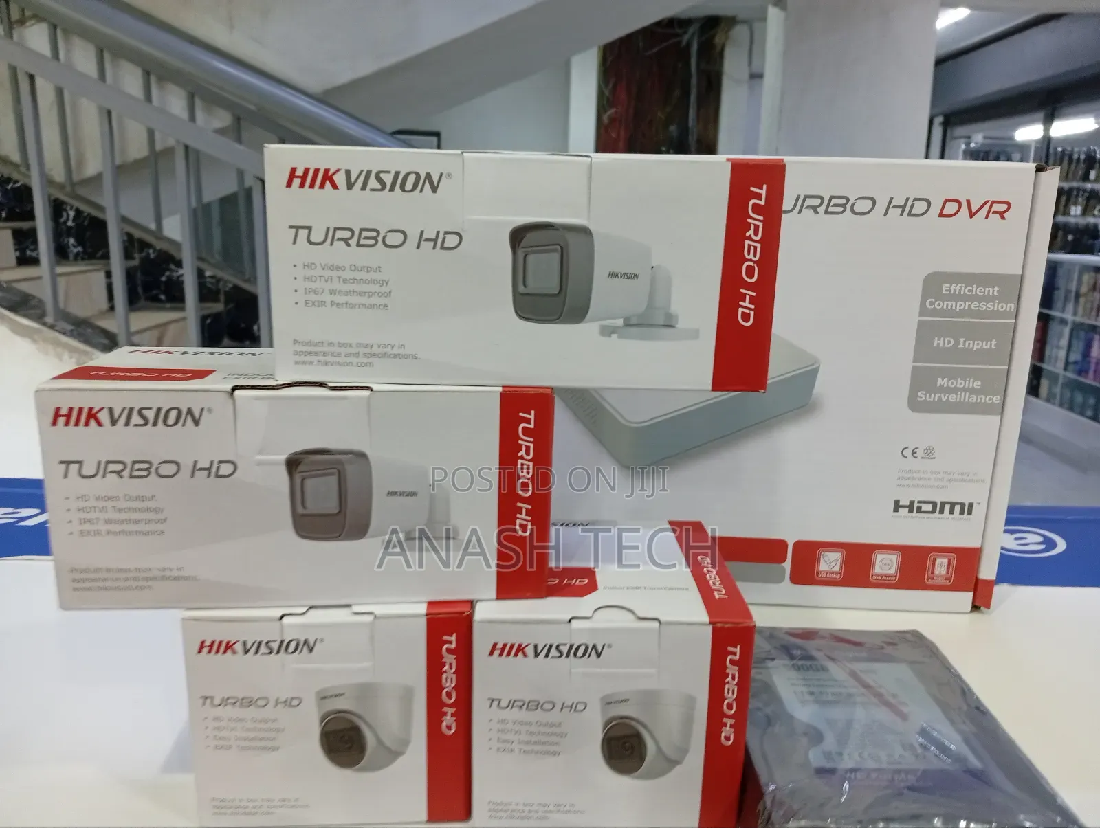 Hikvision 4 Cameras Complete Setup CCTV 1080p