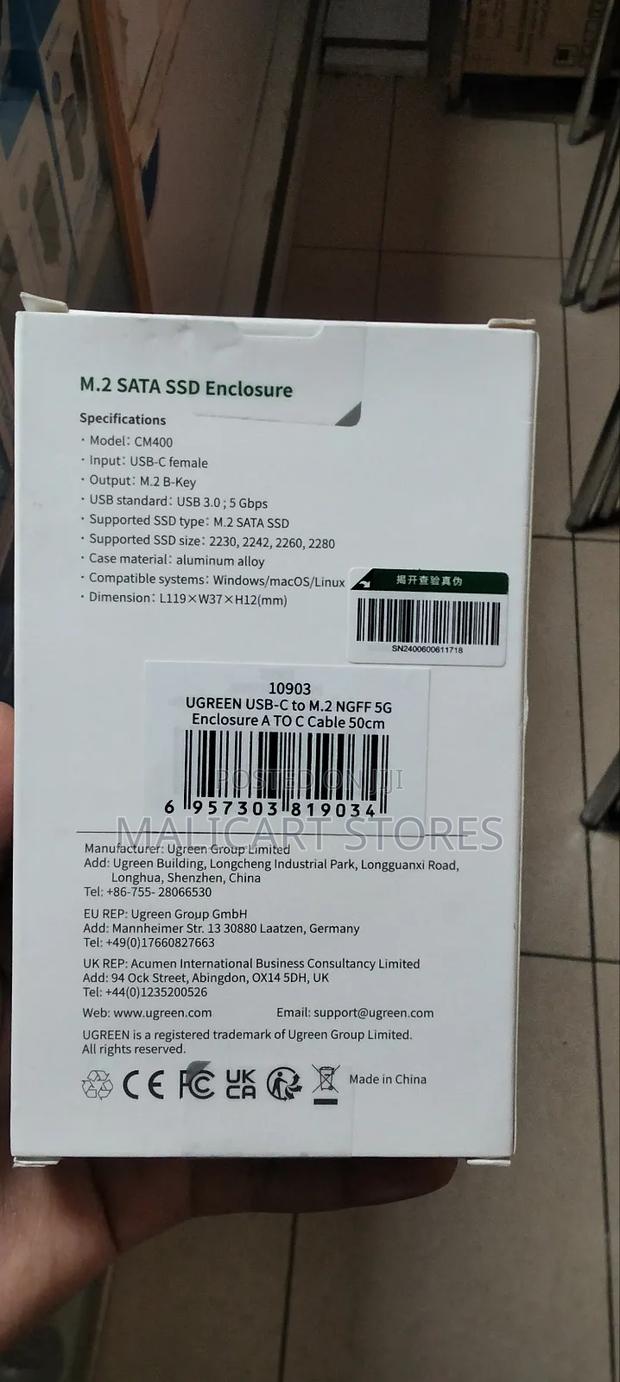 Ugreen M.2 NGFF Sata SSD Enclosure Usb C 3.1 Gen 2 - thumbnail 3