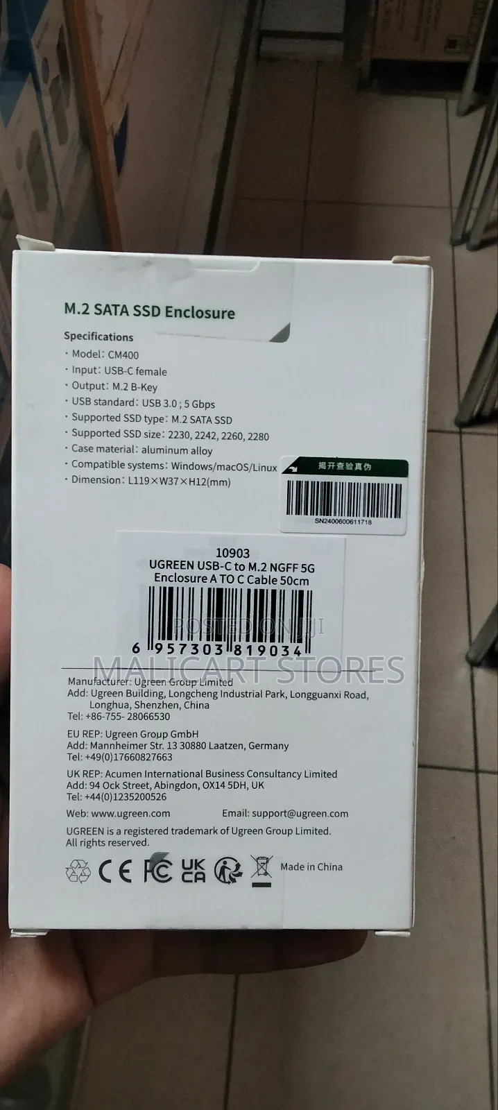 Ugreen M.2 NGFF Sata SSD Enclosure Usb C 3.1 Gen 2