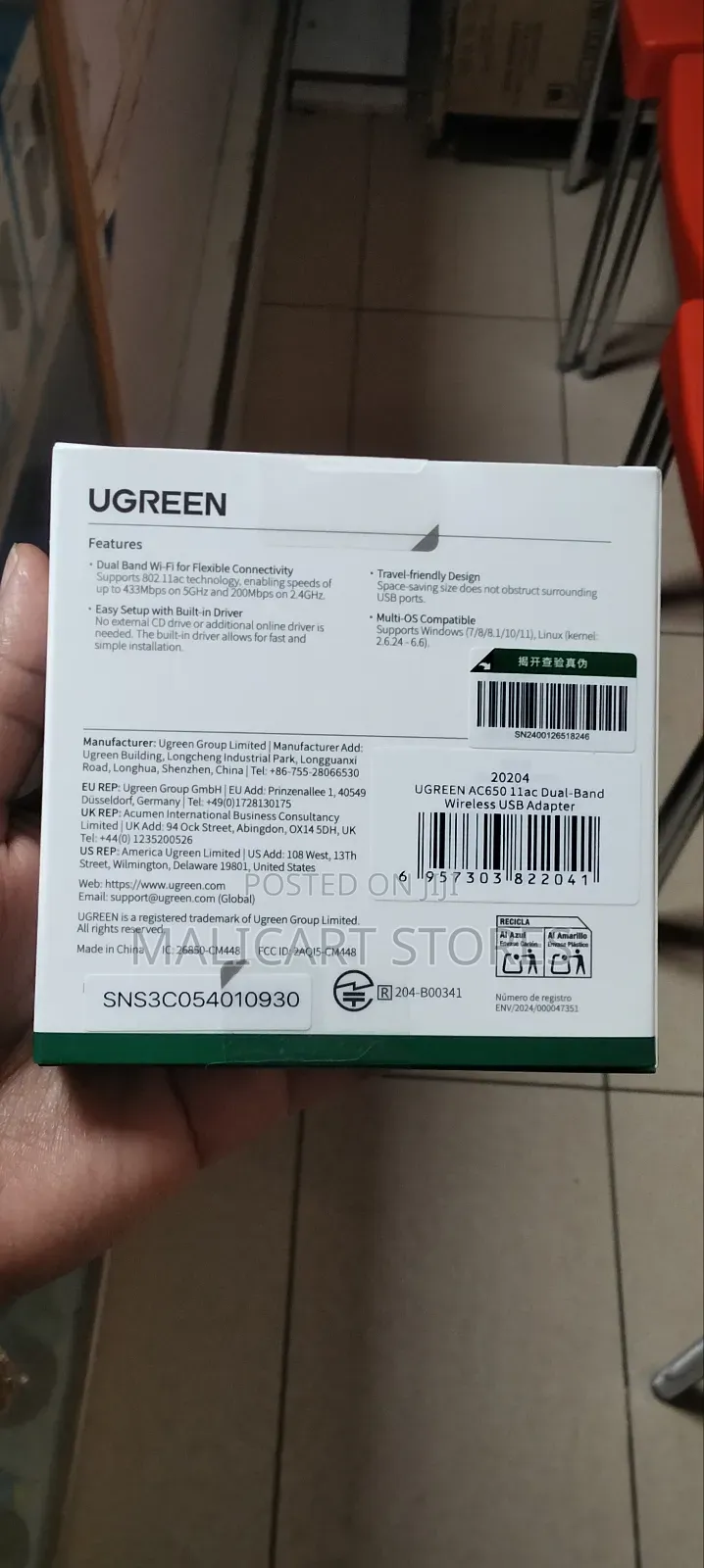 Ugreen Ac650 11ac Dual-Band Wireless Usb Adapter