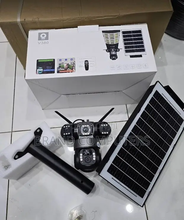 180w V380 Triple Lens 4g 3 Lenses Solar Floodlight Camera