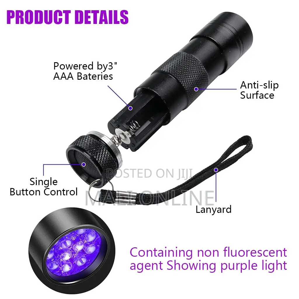 Mini 395nm Uv Led Flashlight Portable Black Light Torch