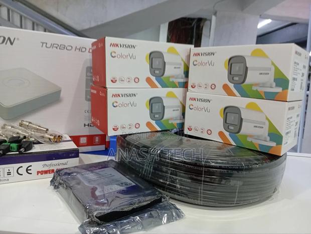 4 Cameras Hikvision Coloured CCTV Full Hd 1080p