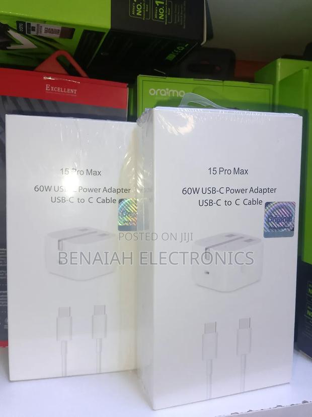 60 Watts iPhone 15 Pro Max Power Adapter Usb-C to C Cable