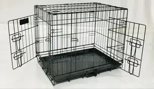Double Door Pet Dog Kennel Crate Cage Foldable Heavy Duty- L