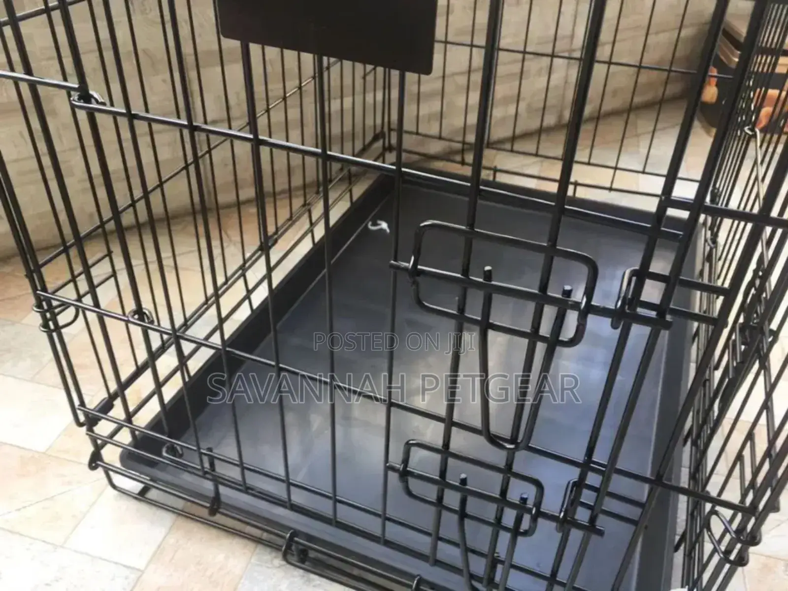 Double Door Pet Dog Kennel Crate Cage Foldable Heavy Duty- L