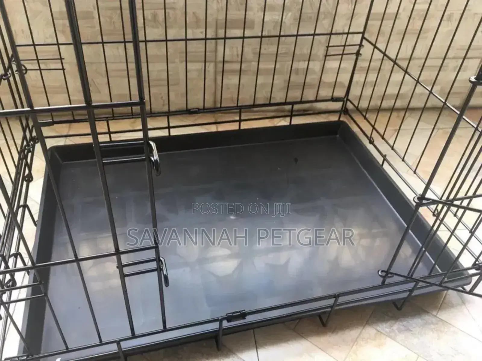 Double Door Pet Dog Kennel Crate Cage Foldable Heavy Duty- L
