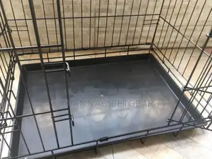 Double Door Pet Dog Kennel Crate Cage Foldable Heavy Duty- L