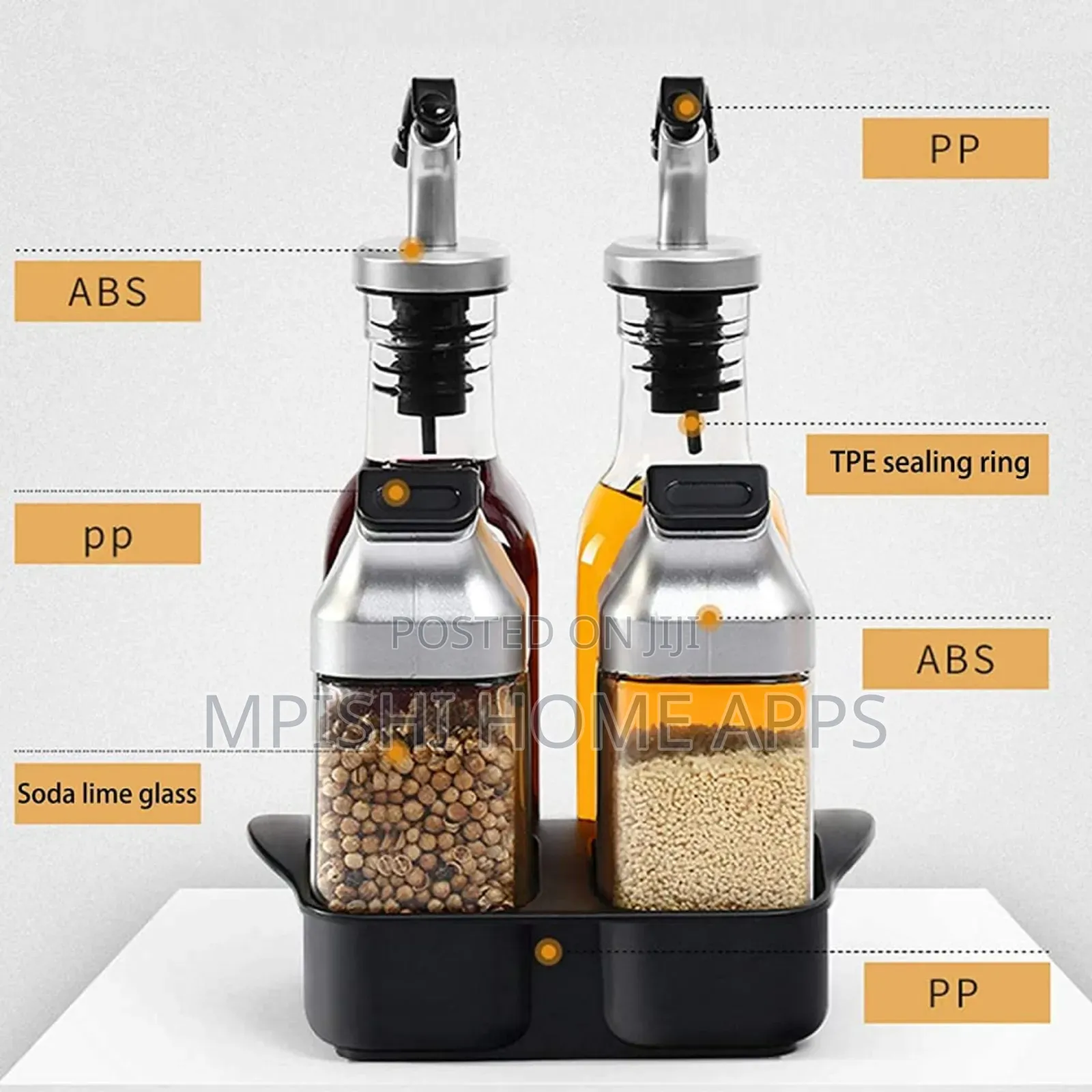 Vinegar, Oil, Salt and Pepper Dispenser Set