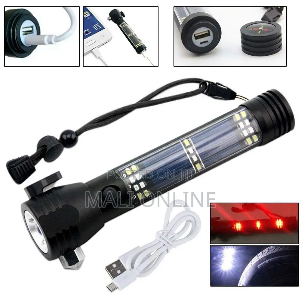 Solar Tactical Flashlight Led Emergency Tool Rechargeable
