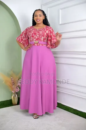 Classy Peach/Hot Pink Long Dresses