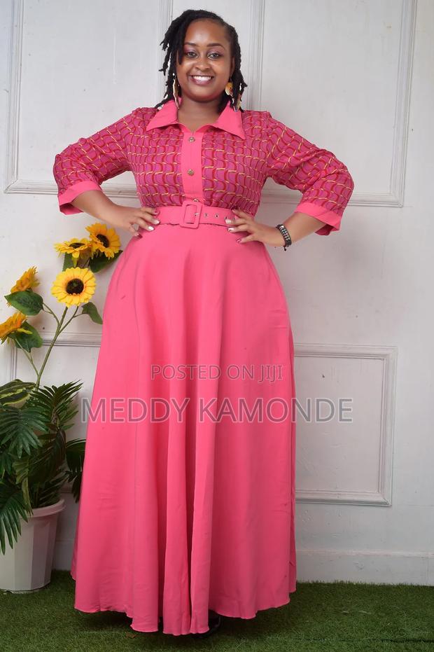 Classy Peach/Hot Pink Long Dresses - thumbnail 3