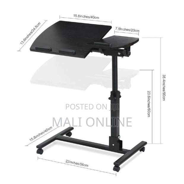 Adjustable Laptop Stand Rolling Desk Mobile Computer Table - thumbnail 5