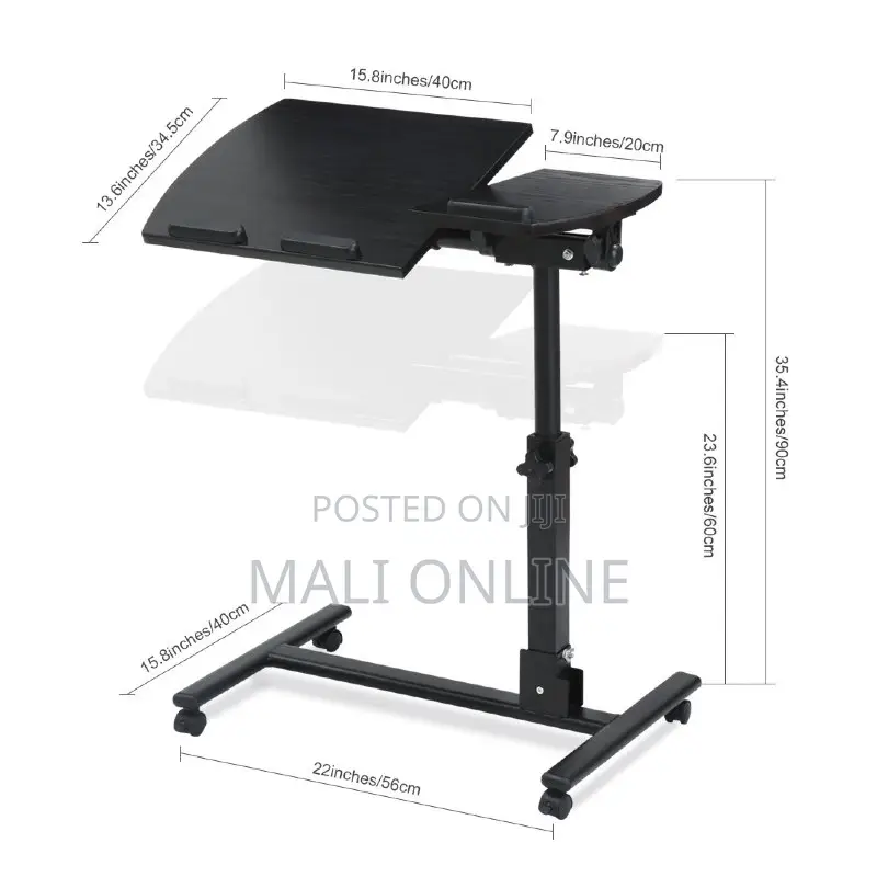 Adjustable Laptop Stand Rolling Desk Mobile Computer Table