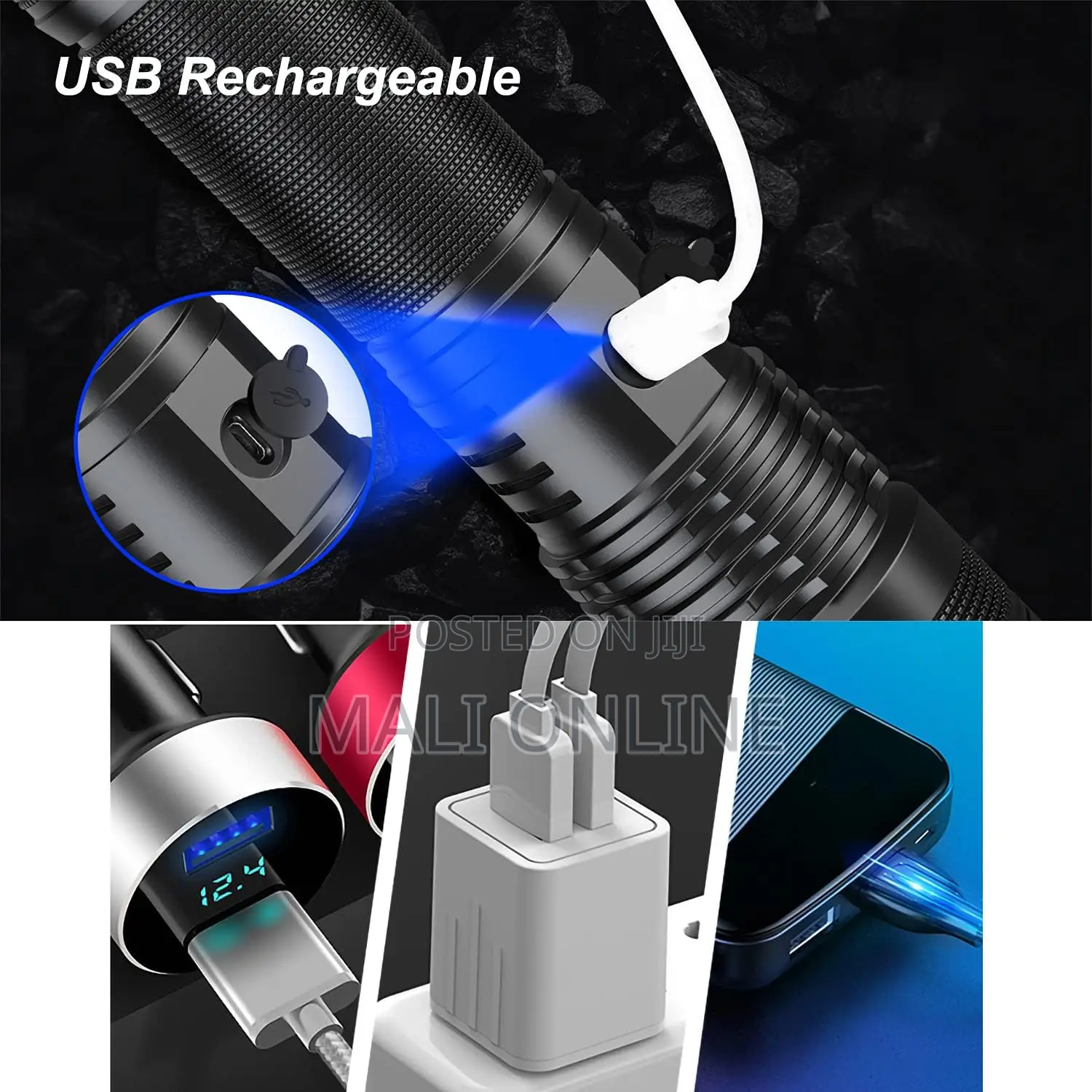 4000 Lumens Xhp70 Led Rechargeable Usb Zoomable Flashlight