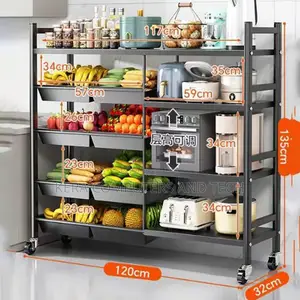 Multifunctional Strong Metallic Kitchen Rack With Movable