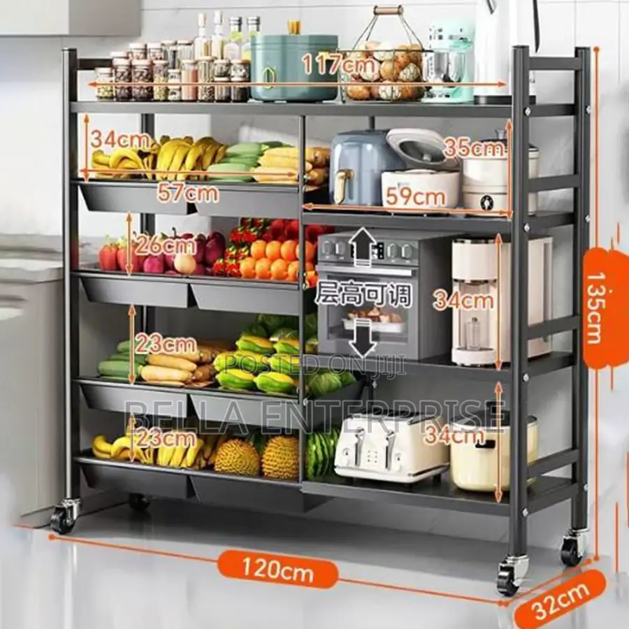 Multifunctional Strong Metallic Kitchen Rack With Movable
