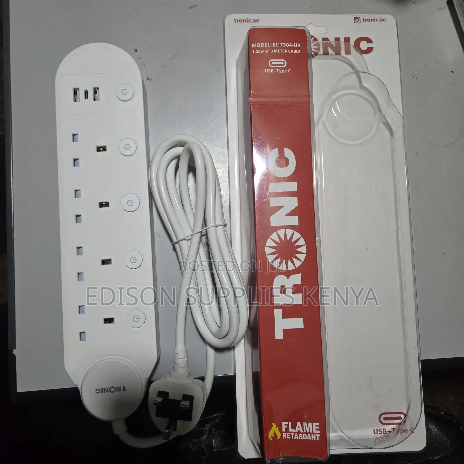 Tronic Extension Cables 4 Way Socket With Usb C + Usb Ports