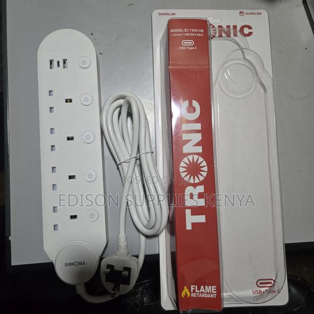 Tronic Extension Cables 4 Way Socket With Usb C + Usb Ports - main view