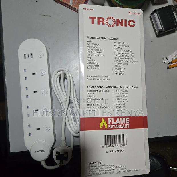 Tronic Extension Cables 4 Way Socket With Usb C + Usb Ports - thumbnail 2