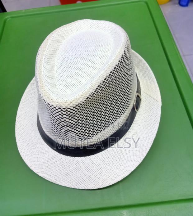 Off White Fancy Straw Hats - main view