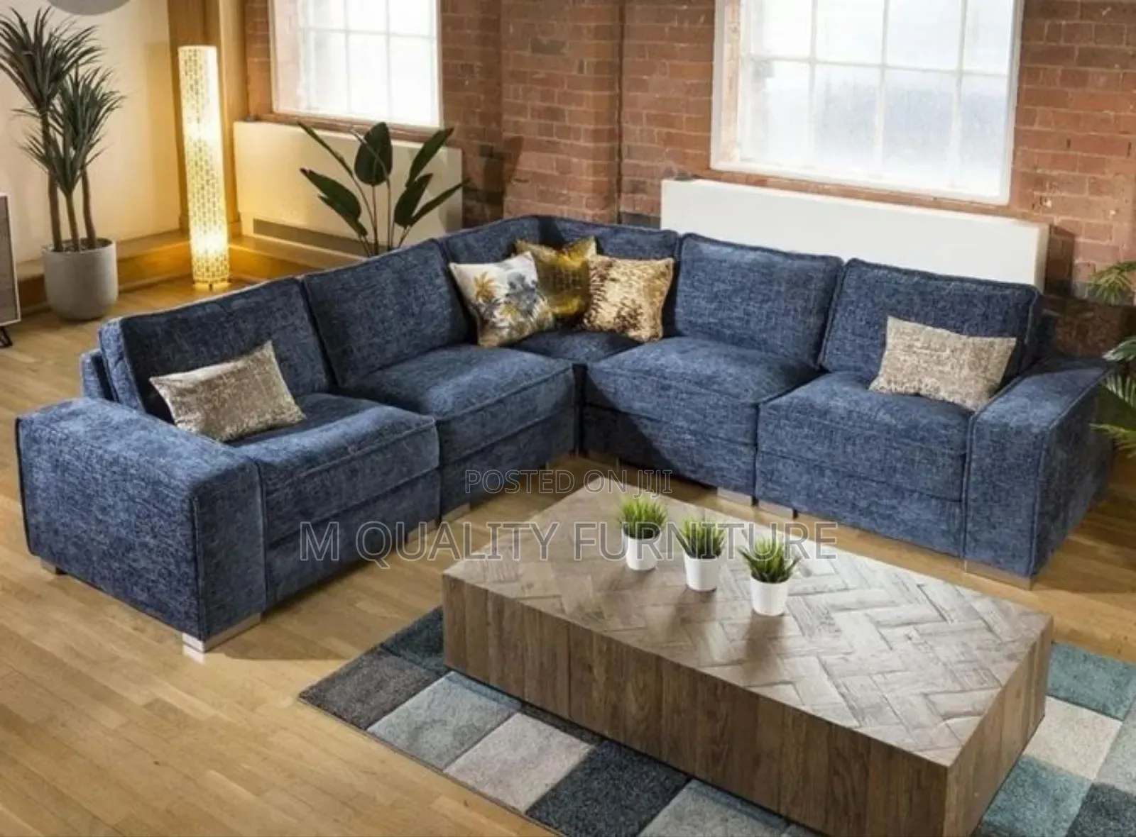 Blue Cozy Living Room Couch