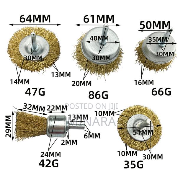 5 Pcs, Drill Wire Brush Set, Rust Cleaning Set - thumbnail 4