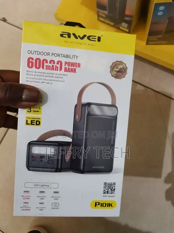 Awei 60000 M Ah-P101k Fast Charging Power Bank-With Flash