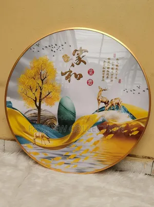 Circular Crystal Porcelain Wall Hanging With Aluminium Frame