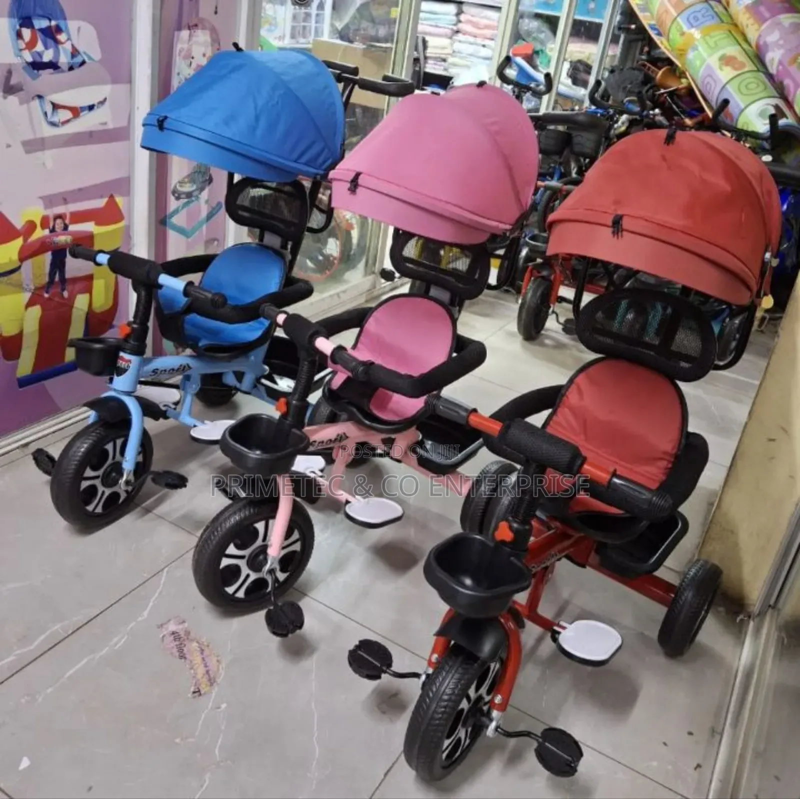 Tricycles With Push Handle and a Canopy