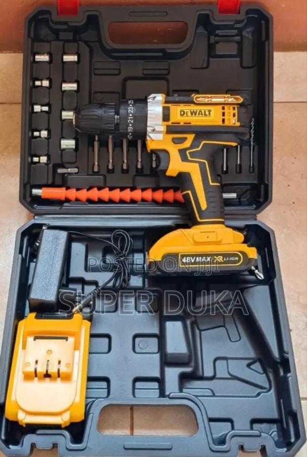 Dewalt 48v Cordless Drill With Accessories. Rechargeable.