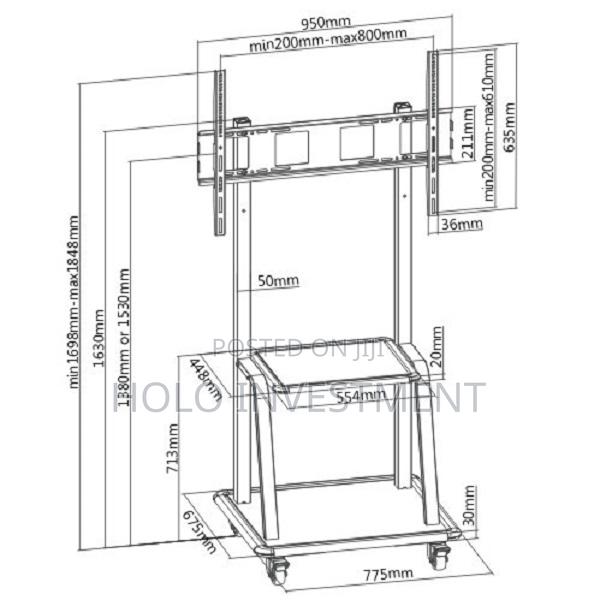 Ultra-Heavy Duty Steel Mobile Tv Stand - thumbnail 2