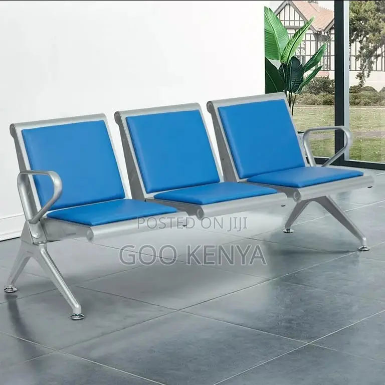 Office Chair ; 3- Link Leather Padded Waiting Bench
