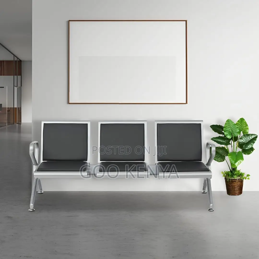 Office Chair ; 3- Link Leather Padded Waiting Bench