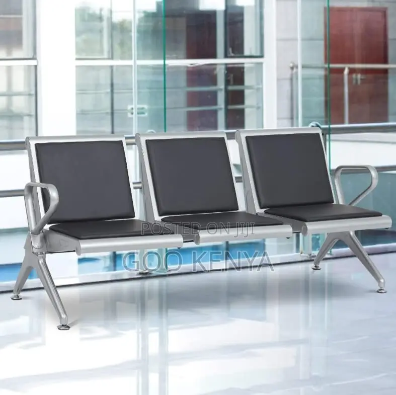 Office Chair ; 3- Link Leather Padded Waiting Bench