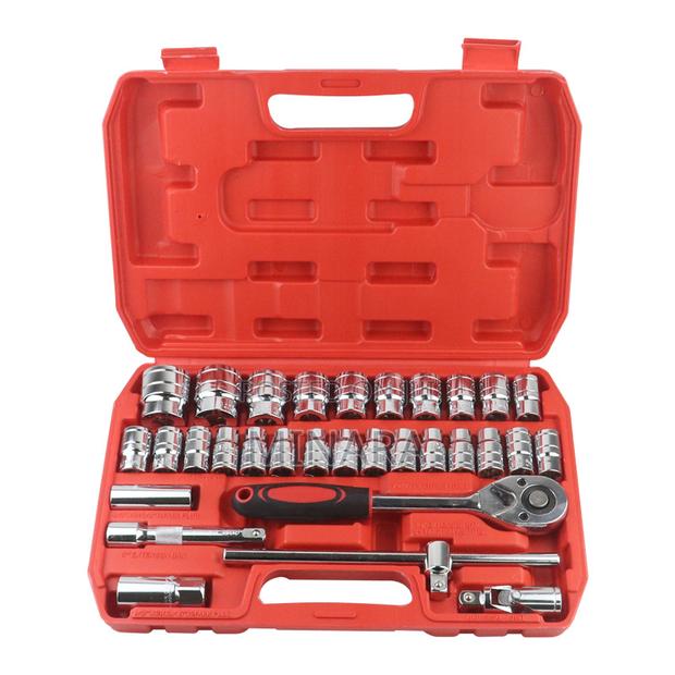 32 Pcs, 1/2" Drive Sockets Wrench Set, Auto Repair Tools