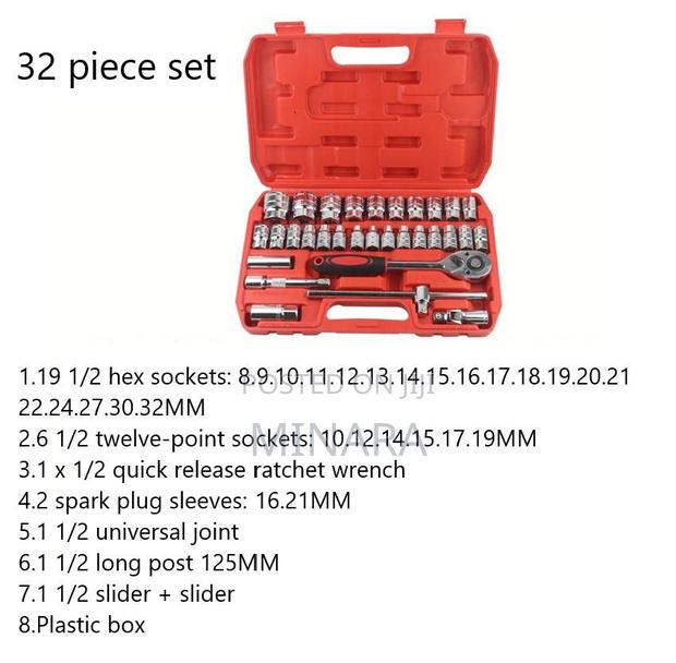 32 Pcs, 1/2" Drive Sockets Wrench Set, Auto Repair Tools - thumbnail 4