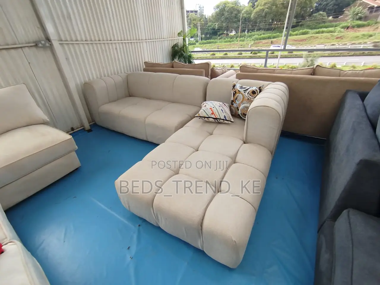 Soft Fabric 6 Seater Bubble L Seat +Free Throw Pillows