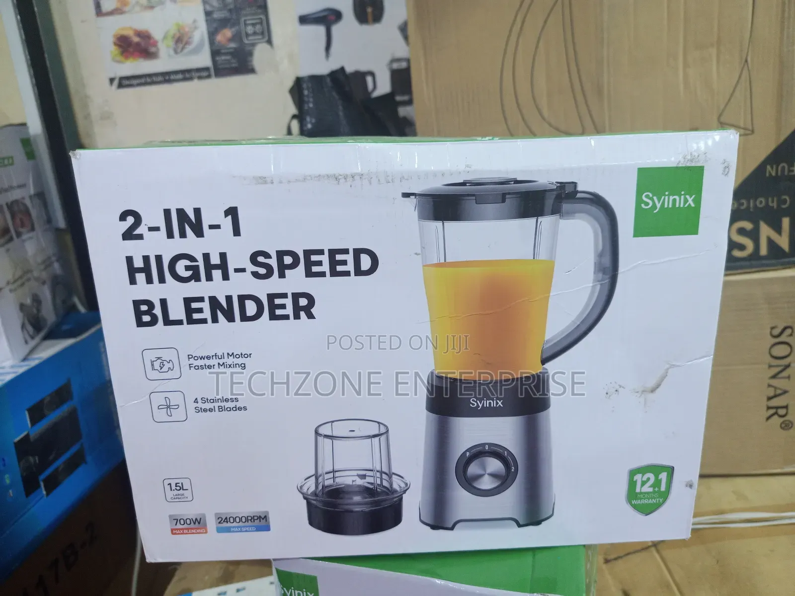 Syinix 2 in 1 Blender Safety Lock Switch Multiple Speeds 