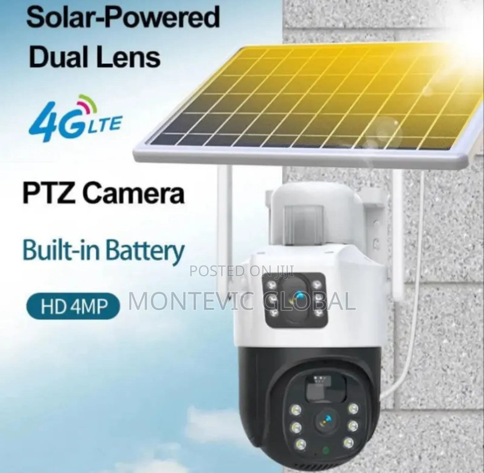 Solar Powered Dual Lens PTZ CCTV Camera