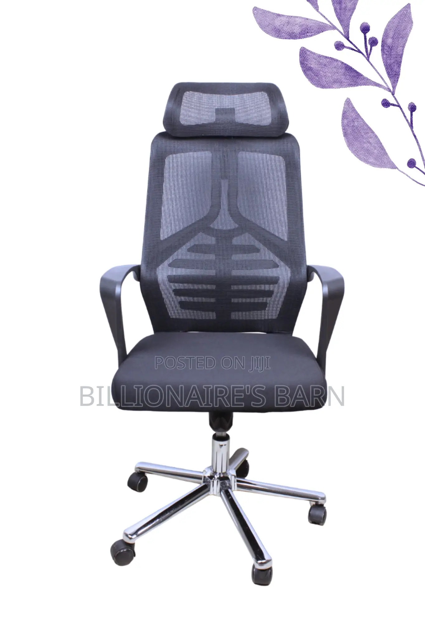 Office; Mesh Office Chair With Headrest/ Lumbar Support