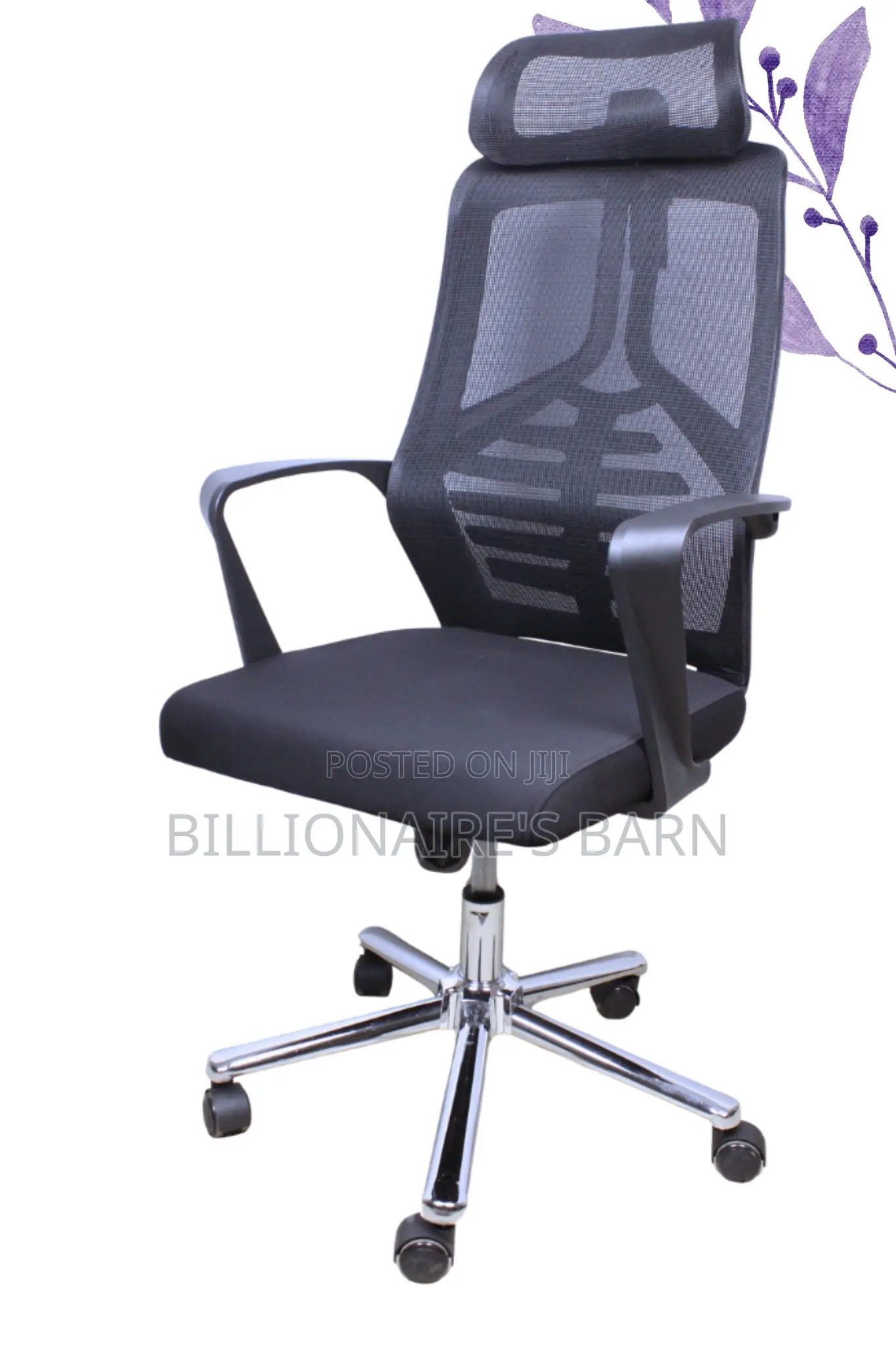 Office; Mesh Office Chair With Headrest/ Lumbar Support