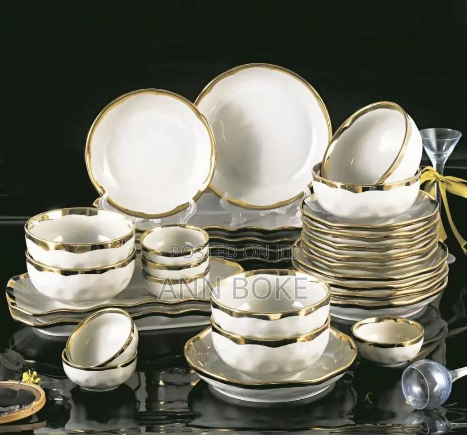 *30 Pc Luxury White Porcelain Ceramic Dinner Set*