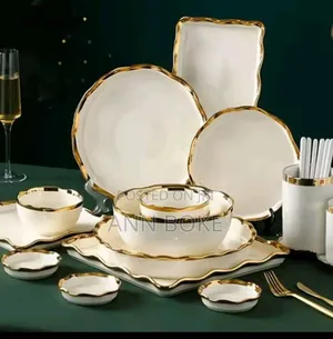 *30 Pc Luxury White Porcelain Ceramic Dinner Set*