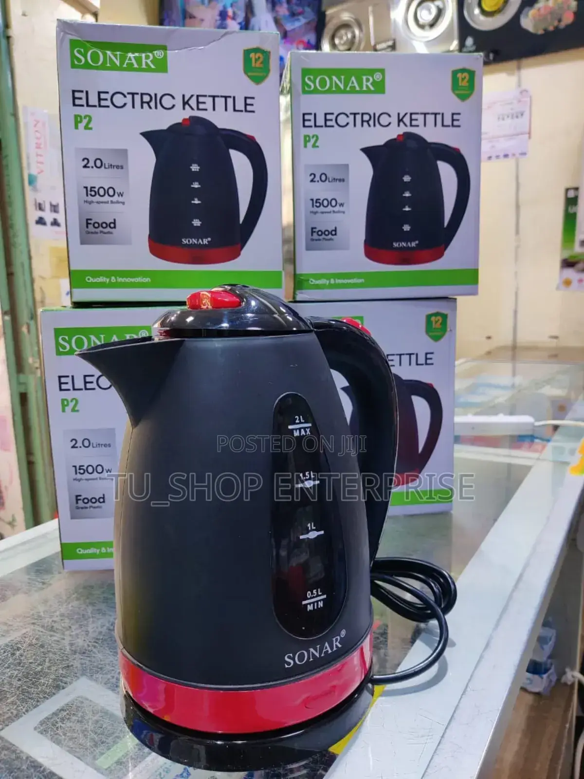 *Sonar Kettle 2.0l With 1.5mtrs Strong Long Cable (P2)
