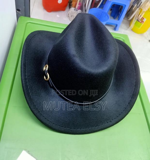Black Fine Cowboy Fedora Hats - main view