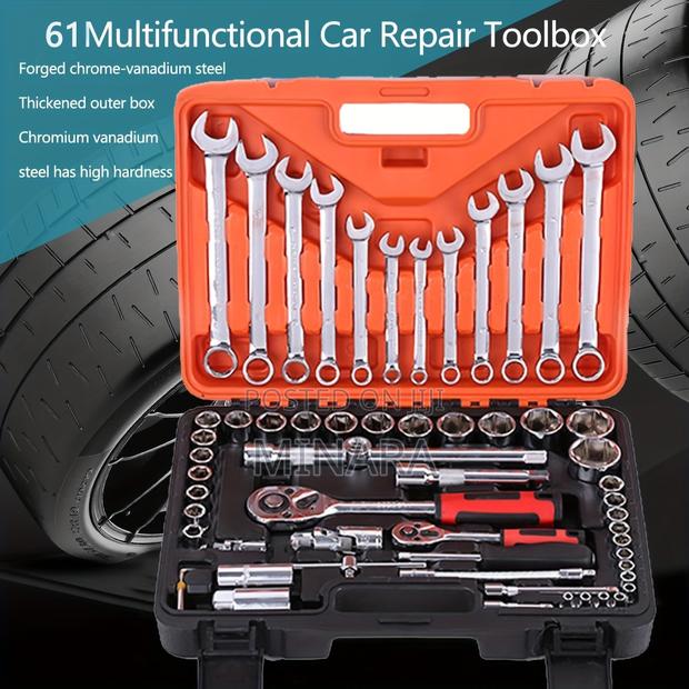 61 Pcs, Socket Wrench Set, Auto Repair Tool Kit
