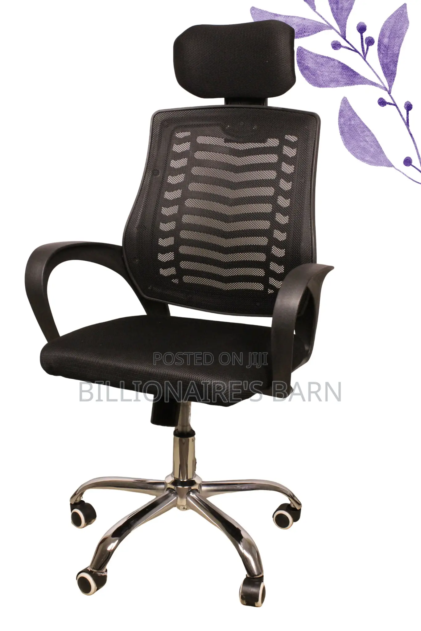 Office Secretarial Mesh Chair /Headrest and Lumbar Support